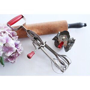 Vintage Kitchen Utensils Wooden Rolling Pin Hand Mixer Androck Product